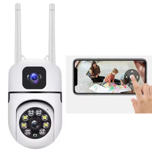 Mini Dual Lens/Screen 2in1 PTZ Bullet 5.5MP Full HD 1920 Resolution WiFi Wireless Indoor Camera, Two-Way Talk, Colour Light Vision, Human/Motion Detection, 360° View,