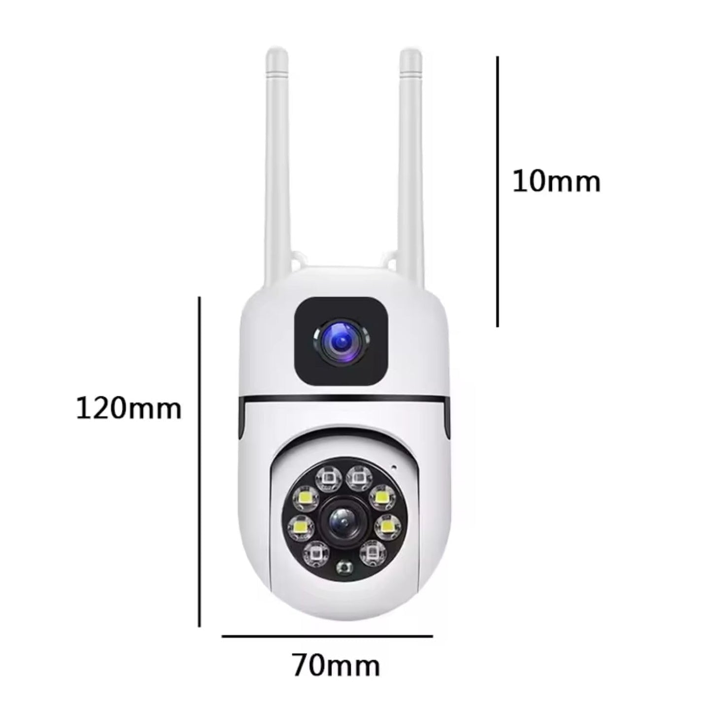 Mini Dual Lens/Screen 2in1 PTZ Bullet 5.5MP Full HD 1920 Resolution WiFi Wireless Indoor Camera, Two-Way Talk, Colour Light Vision, Human/Motion Detection, 360° View,